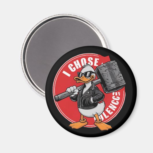 Ik kies voor geweld grappige eend magneet (Voorkant / Achterkant)