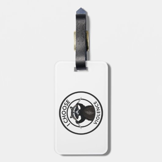 Ik kies voor geweld Grappige wasbeer Bagagelabel (Achterkant verticaal)