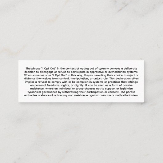 Ik kies voor T-shirt Mini Visitekaartje (Achterkant)