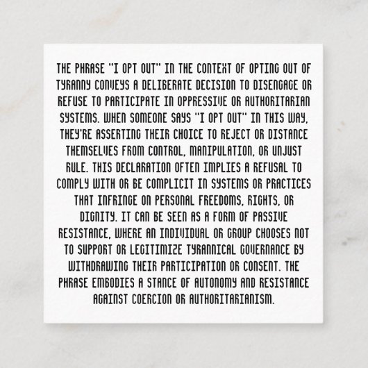 Ik kies voor T-shirt Vierkante Visitekaartje (Achterkant)