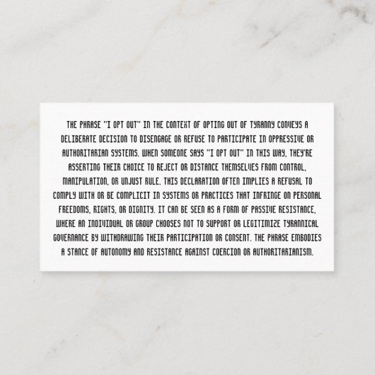 Ik kies voor T-shirt Visitekaartje (Achterkant)