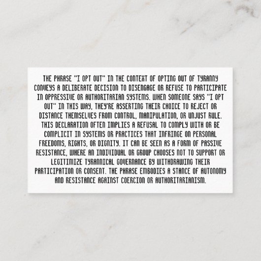 Ik kies voor T-shirt Visitekaartje (Achterkant)