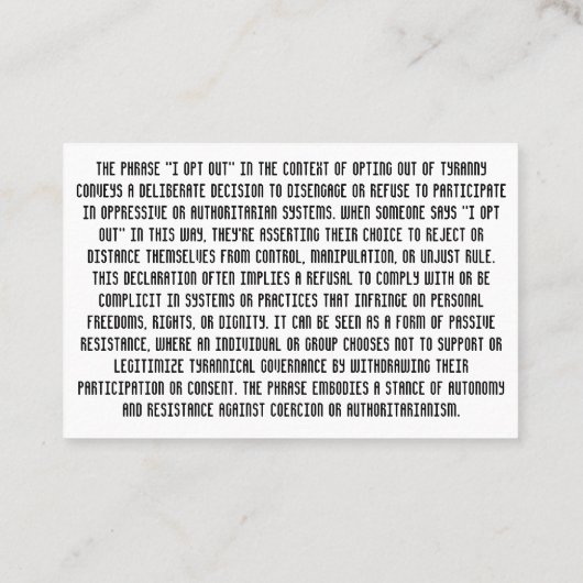 Ik kies voor T-shirt Visitekaartje (Achterkant)