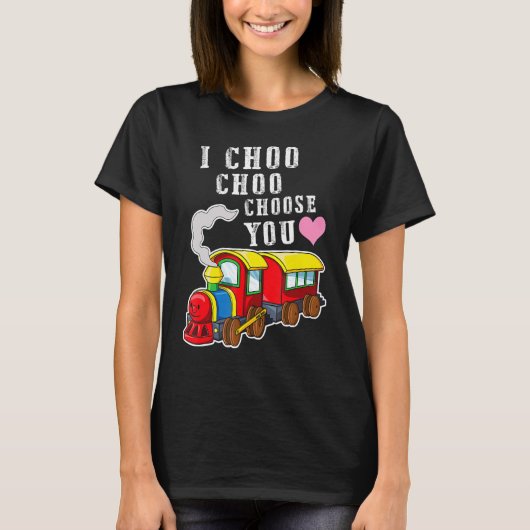 Ik kies voor Valentijnsdag Cute Train B T-shirt (Voorkant)