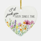 Ik kies Wildflower Meadow Floral op maat gemaakt Keramisch Ornament (Voorkant)