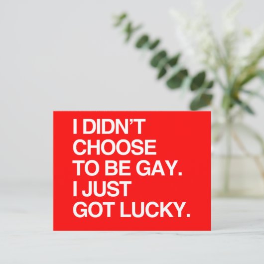 IK KIESTE NIET OM TE GAY DAT IK GEWOON LUCKY HAD BRIEFKAART (Staand voorkant)