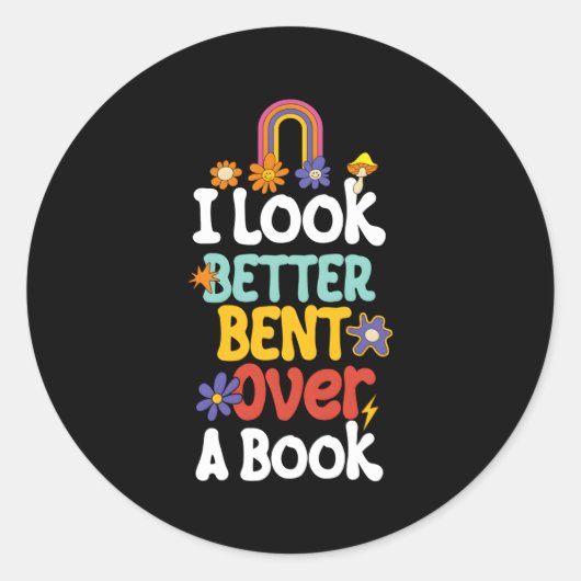 Ik kijk beter gebogen over een boek ronde sticker (Voorkant)