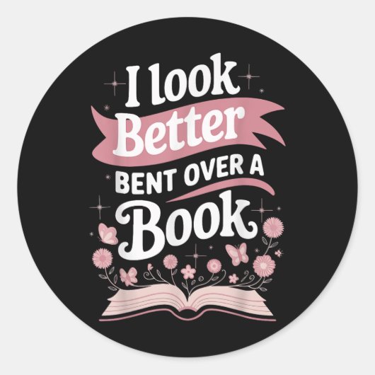 Ik kijk beter gebogen over een boek ronde sticker (Voorkant)