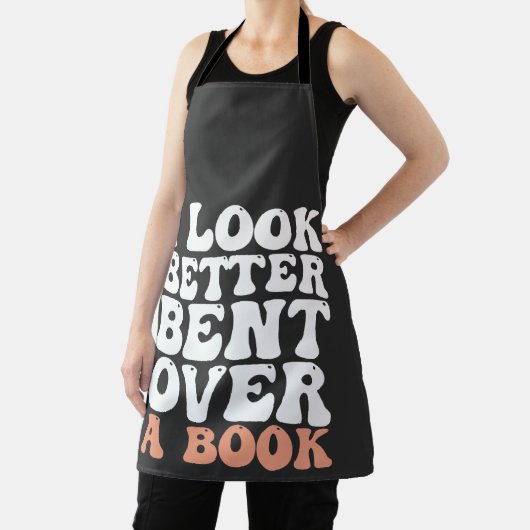 Ik kijk beter gebogen over een boek schort (Insitu)