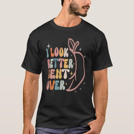 Ik kijk beter uit over Peach Booty Groovy T-shirt (Voorkant)