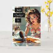 Ik kijk even in | Grappige gemorste koffie Kaart (Gele Bloem)