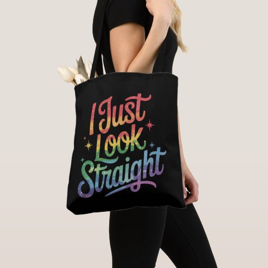 Ik kijk gewoon recht homo regenboog lgbtq trotse b tote bag (Dichtbij)