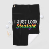Ik kijk gewoon recht LGBT Rainbow Pride Maand Golfhanddoek (Insitu)