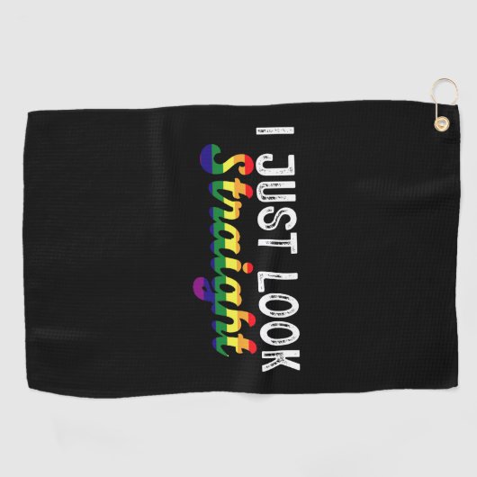 Ik kijk gewoon recht LGBT Rainbow Pride Maand Golfhanddoek (Horizontaal)