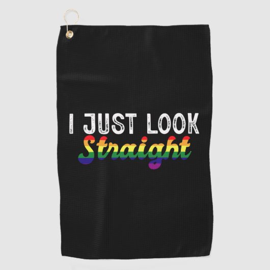 Ik kijk gewoon recht LGBT Rainbow Pride Maand Golfhanddoek (Voorkant)