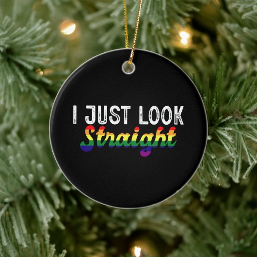 Ik kijk gewoon recht LGBT Rainbow Pride Maand Keramisch Ornament (Boom)