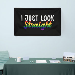 Ik kijk gewoon recht LGBT Rainbow Pride Maand Spandoek