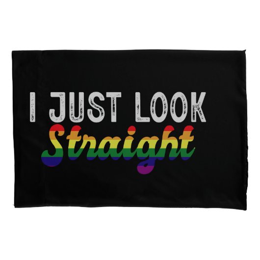 Ik kijk gewoon rechtuit LGBT Regenboog Pride Maand Kussensloop (Voorkant)