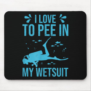 Ik kijk graag in mijn wetsuit Funny Scuba Diving S Muismat