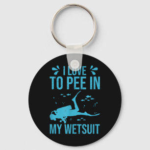 Ik kijk graag in mijn wetsuit Funny Scuba Diving S Sleutelhanger