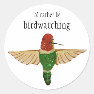 Ik kijk liever naar Schattigee Anna's kolibrie Ronde Sticker
