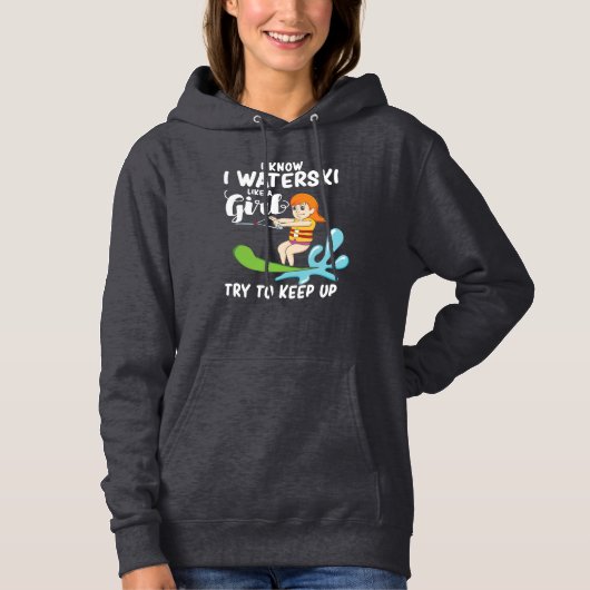 Ik kijk naar een meisje dat wakeboarding mam Skiin Hoodie (Voorkant)