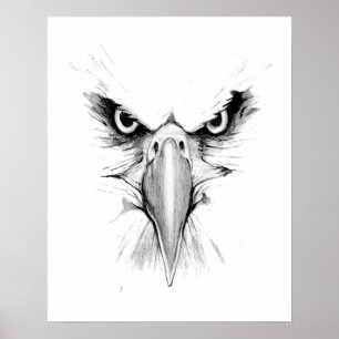 Ik kijk naar je. Eagle Headface Tattoo Poster