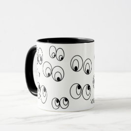 Ik kijk naar je Funny Black and White Eyeballs Mok