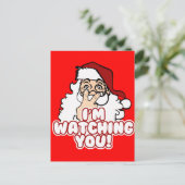 Ik kijk naar je grappige kerstman feestdagenkaart (Staand voorkant)