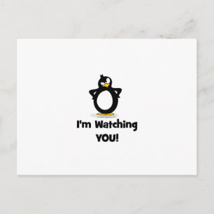 Ik kijk naar je pinguïn briefkaart