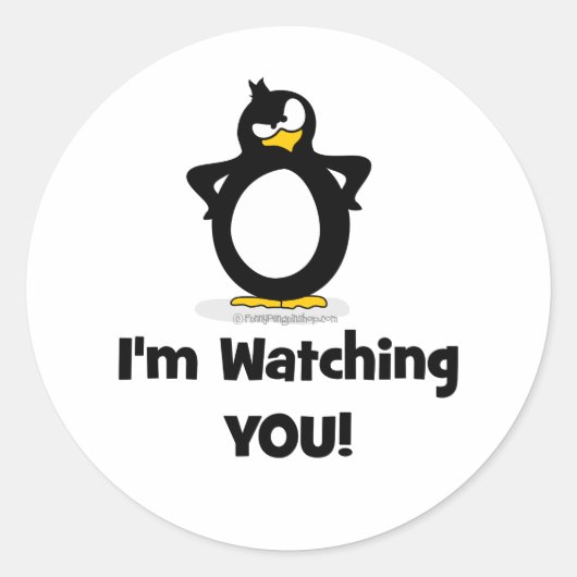 Ik kijk naar je pinguïn ronde sticker (Voorkant)
