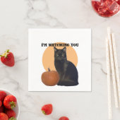Ik kijk naar je | Zwarte kat en Oranje pompoen Servet (Insitu)