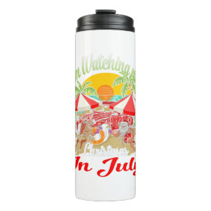 Ik kijk naar kerstmis in de Tanktop van juli. Thermosbeker