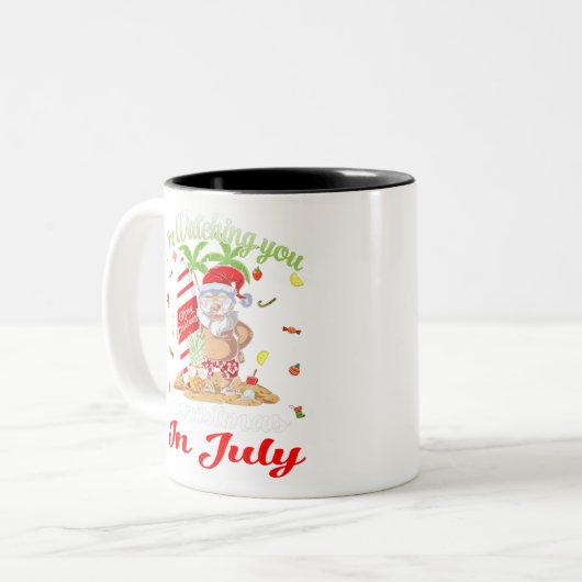 Ik kijk naar kerstmis in juli Tanktop Tweekleurige Koffiemok (Voorkant links)