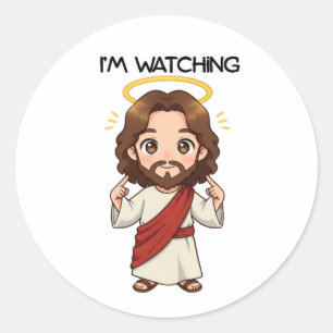 Ik kijk toe - Jezus reageert Ronde Sticker