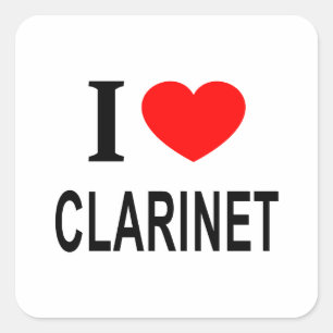 Ik ❤️ Klarinet IK HOU VAN KLARINET IK HART KLARINE Vierkante Sticker