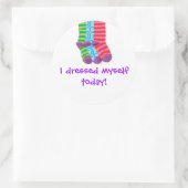 "Ik kleedde mezelf aan" Ronde Sticker (Tas)