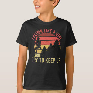 Ik klimt als een meisje met een retro-meisje t-shirt