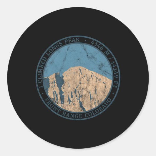 Ik klom Longs Peak Ronde Sticker (Voorkant)