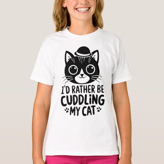 Ik knuffel liever mijn kat t-shirt (Voorkant)