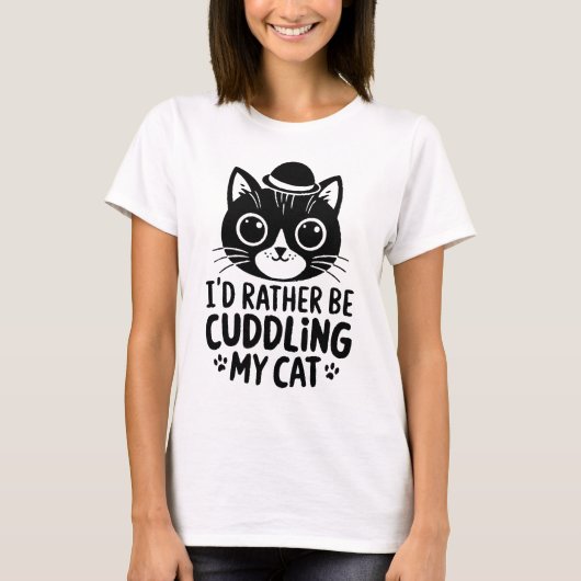 Ik knuffel liever mijn kat t-shirt (Voorkant)