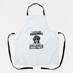 Ik knuffel mijn Aussiedoodle zodat ik mensen niet Schort
