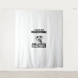 Ik knuffel mijn Goldendoodle zodat ik mensen niet  Wandkleed
