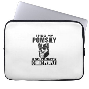 Ik knuffel mijn pomsky zodat ik mensen niet stik g laptop sleeve
