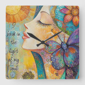 Ik koester in het licht van mijn zielenklok vierkante klok (Voorkant)