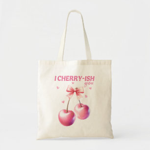 Ik koester je grappige Valentijnsdag Cherry Pun Tote Bag