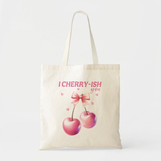 Ik koester je grappige Valentijnsdag Cherry Pun Tote Bag (Voorkant)