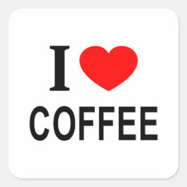 Ik ❤️ KOFFIE Ik HOU VAN KOFFIE Ik HART KOFFIE Vierkante Sticker