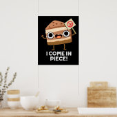 Ik kom in stuk Grappige Cake Pun Dark BG Poster (Keuken)
