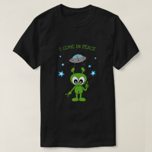 Ik kom in vrede Alien Ruimteschip Mannen T-shirt